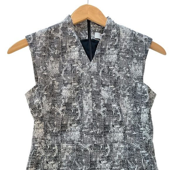 MM Lafleur Women’s 0P Aditi Sheath Dress Black White Crackle Print Sleeveless - Picture 5 of 14